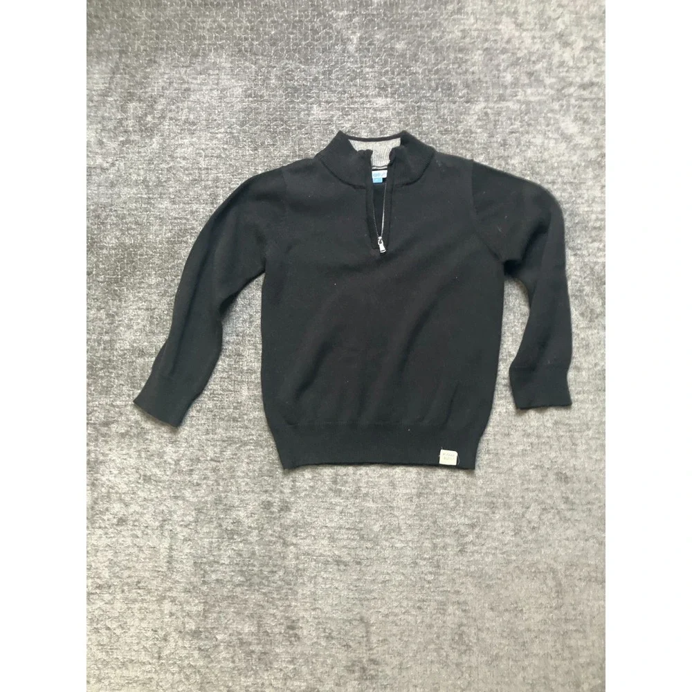 RuggedButts Quarter Zip‎ Sweater Toddler Boys 4T Black Cotton Knitted Pullover